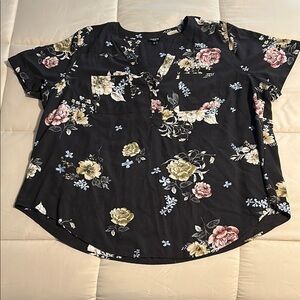 Torrid Harper Black Floral Print Blouse